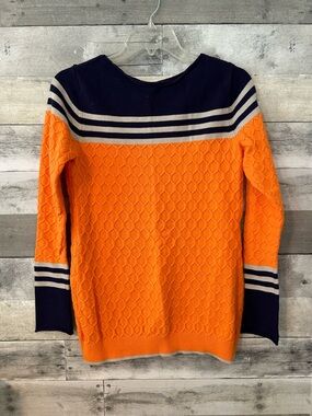 Women’s Orange and Navy Striped Knit Sweater